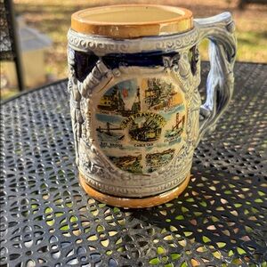 Vintage San Francisco Ceramic Mug with Blue and Tan Details
